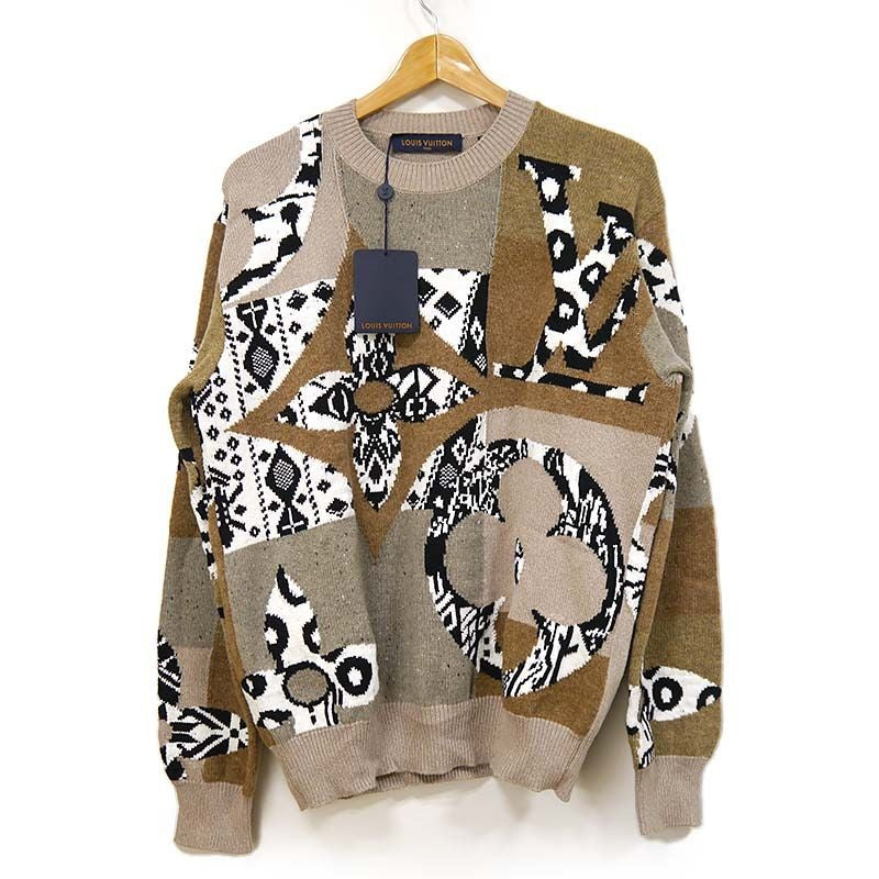Louis Vuitton Fair Isle Patchwork Crewneck Knit M Beige