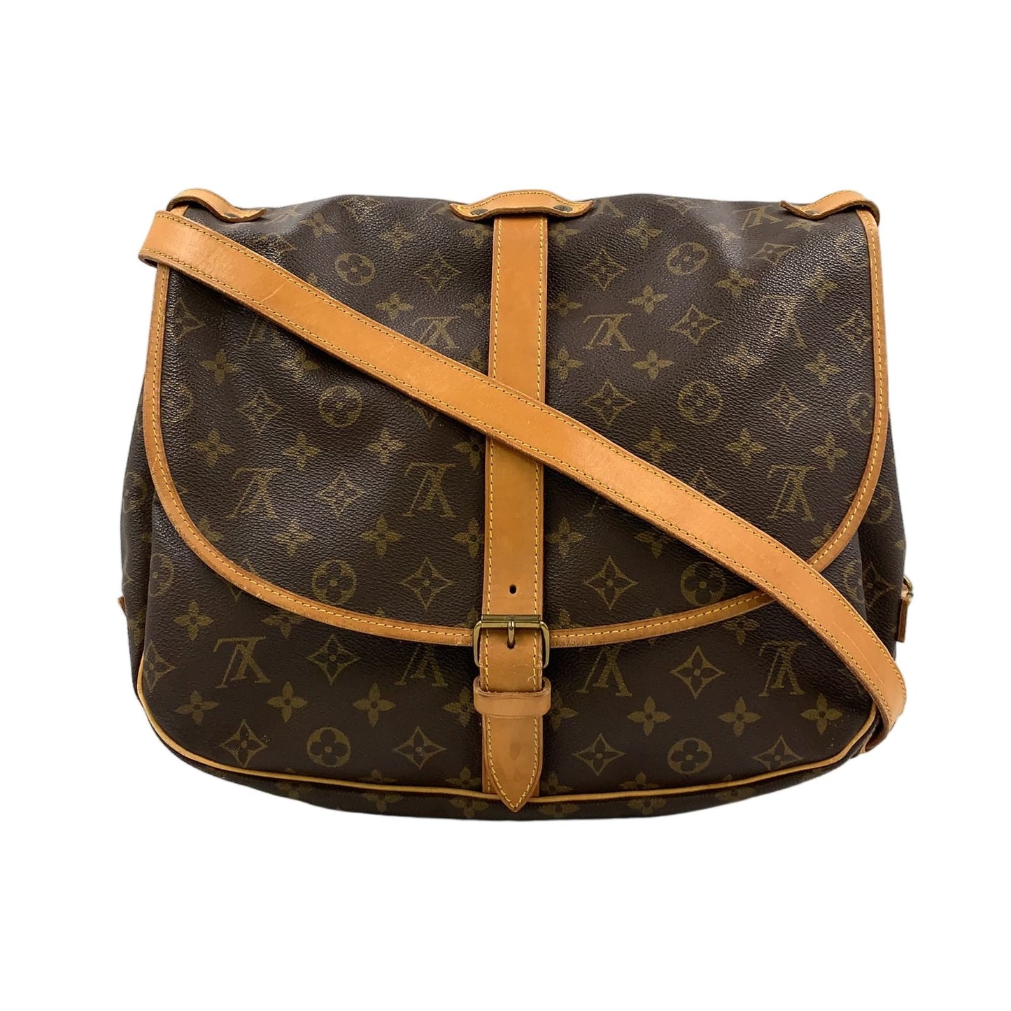 Louis Vuitton Saumur 35 Monogram Leather Brown Shoulder Bag Gold