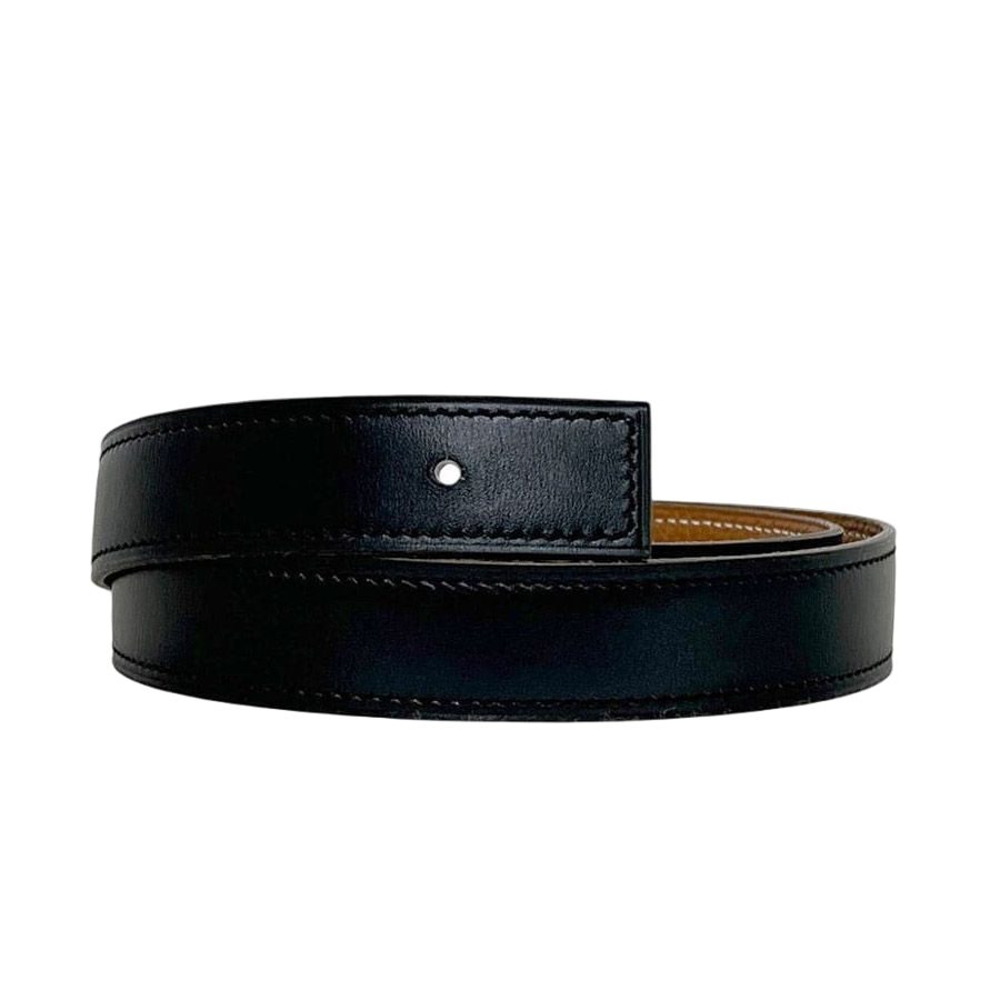 Hermes Belt Only Black Brown Gold Waist 76 cm Leather Box Calf Taurillon