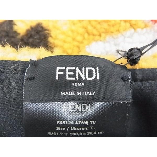 Fendi Polyester Wool Shearling Style Scarf Shawl Yellow — view 4