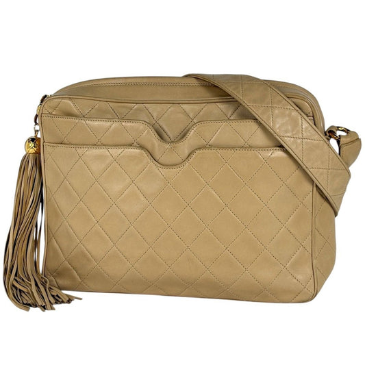 Chanel Fringe Shoulder Bag Quilted Tassel Leather