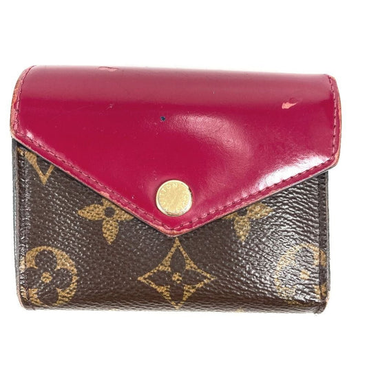 Louis Vuitton Trifold Wallet Portefeuille Zoe Monogram Canvas Fuchsia Brown