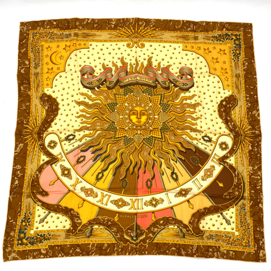 Hermes Scarf Carre 90 Silk Carpe DIEM Enjoy The Day Pick The Day Sun Constellati
