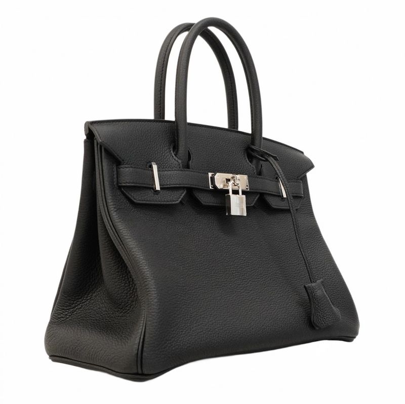 5mc1012-1-h-g]hermes Handbag Birkin 30 Togo Black Silver Hardware Engraved K