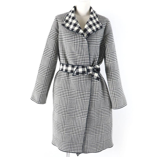 Emporio Armani Emporio Almaani Black Tag Wool Staggered Pattern Belted Coat