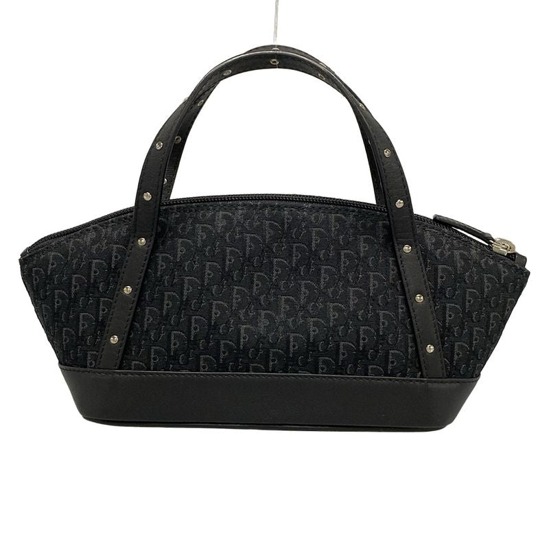 Dior/christian Dior Handbag Trotter Black And Dark Gray Studded/mini Bag Leather