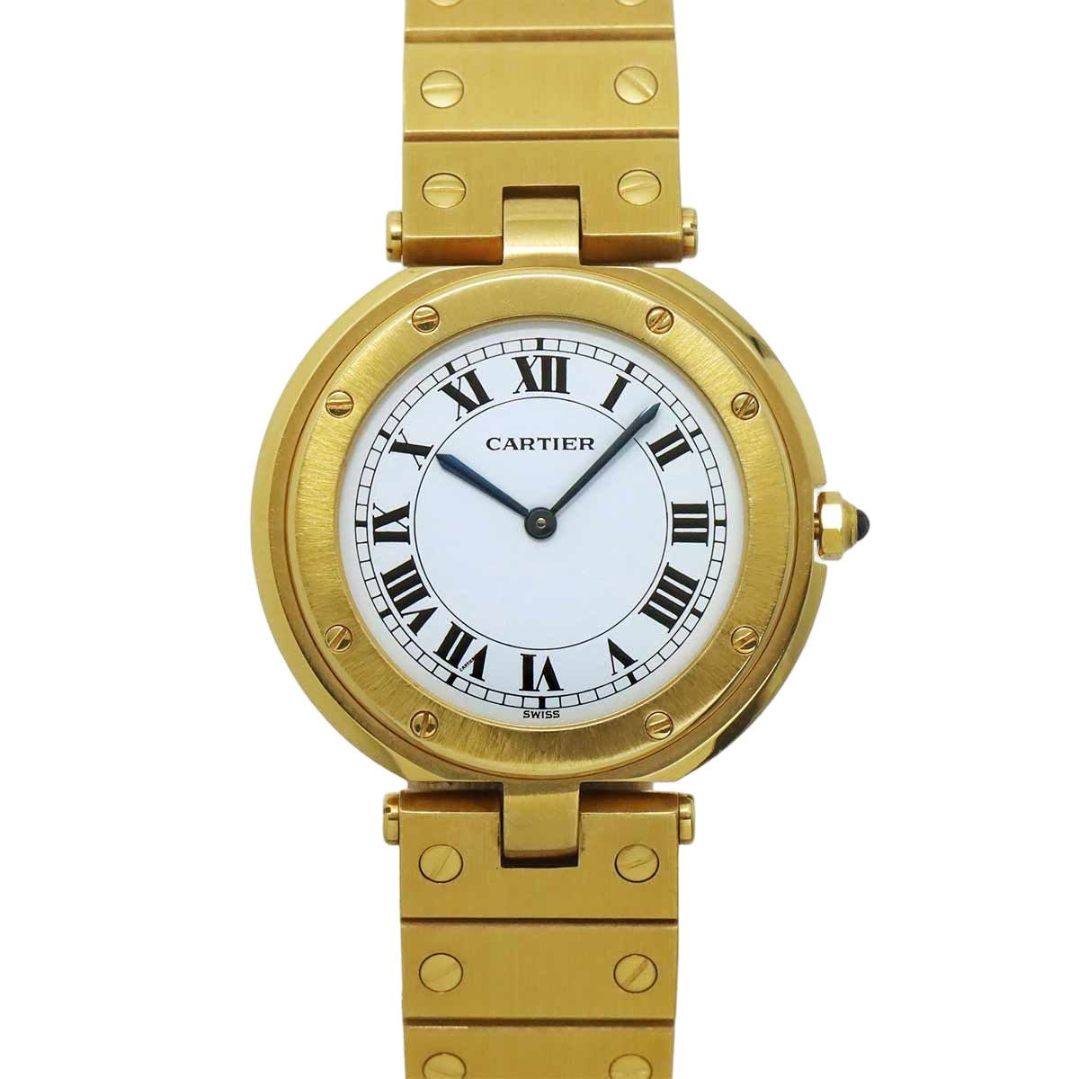 Cartier Santos Round Watch White 18k Yellow Gold