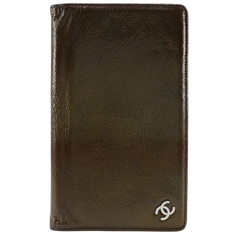 Chanel Coco Mark Enamel Bronze Women's Long Wallet