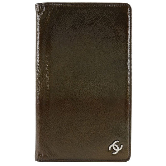 Chanel Coco Mark Enamel Bronze Women's Long Wallet