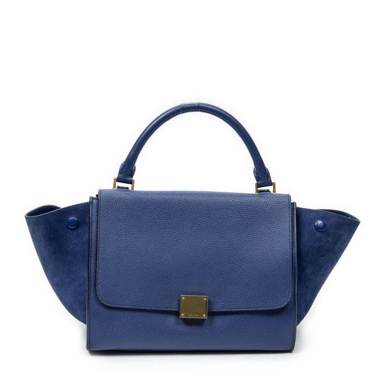 Celine Small Medium Swing Royal Blue Grain Calfskin Leather Shoulder Bag