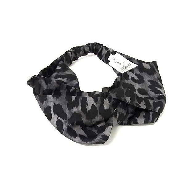 Dior Silk Leopard Pattern Headband Hair Gray Black