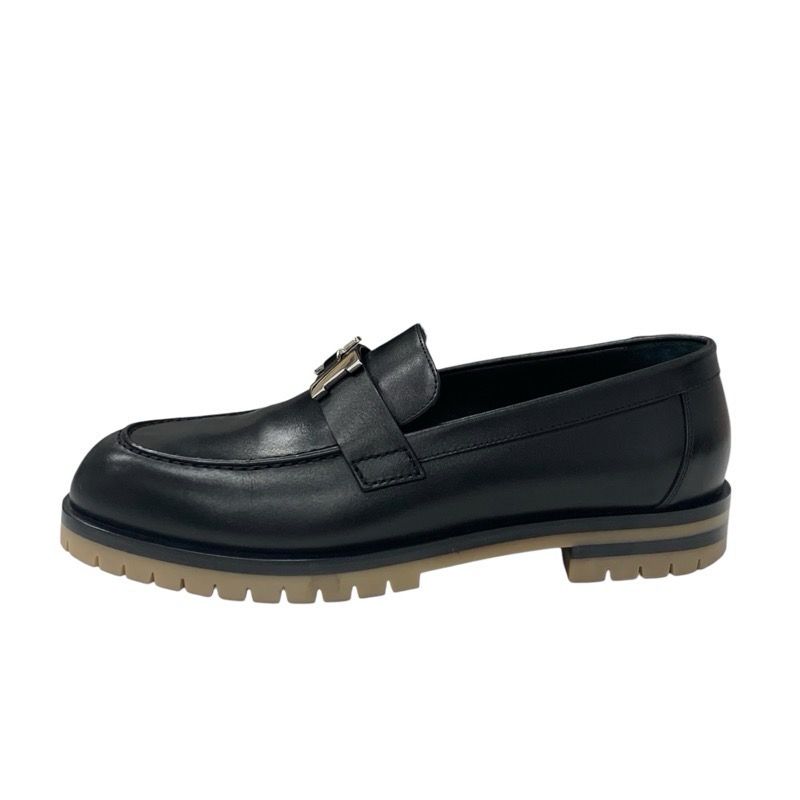 Hermes Faubourg Loafer Leather Shoes Leather Black Silver Hhardware Moccasin