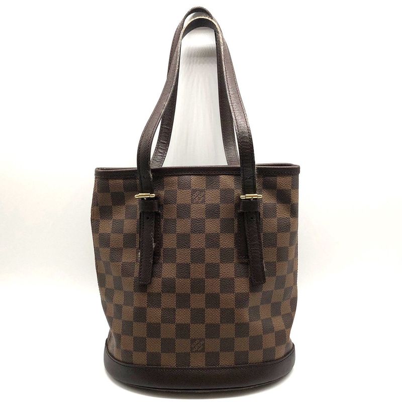 Louis Vuitton Damier Marais N42240 Tote Bag with Pouch Ladies Brown Used 006238