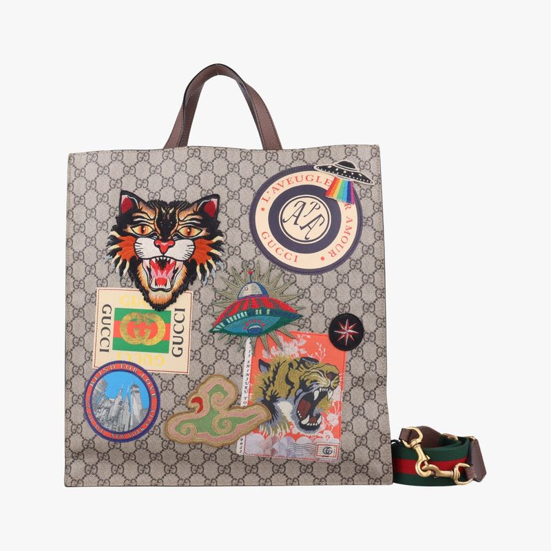 Guccigg Supreme Courier Beige And Multicolor PVC Coated Canvas 474084d024705947