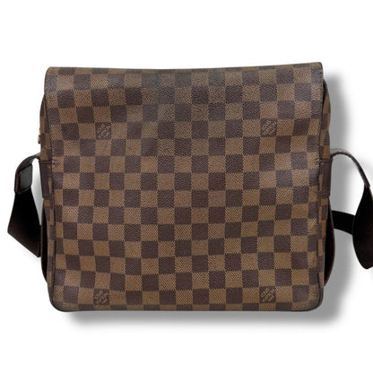 Louis Vuitton Damier Leather Ebene Naviglio Shoulder Bag Brown Crossbody Bag