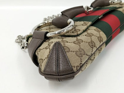 Gucci Shoulder Bag GG Canvas Horsebit Canvas Brown 764255