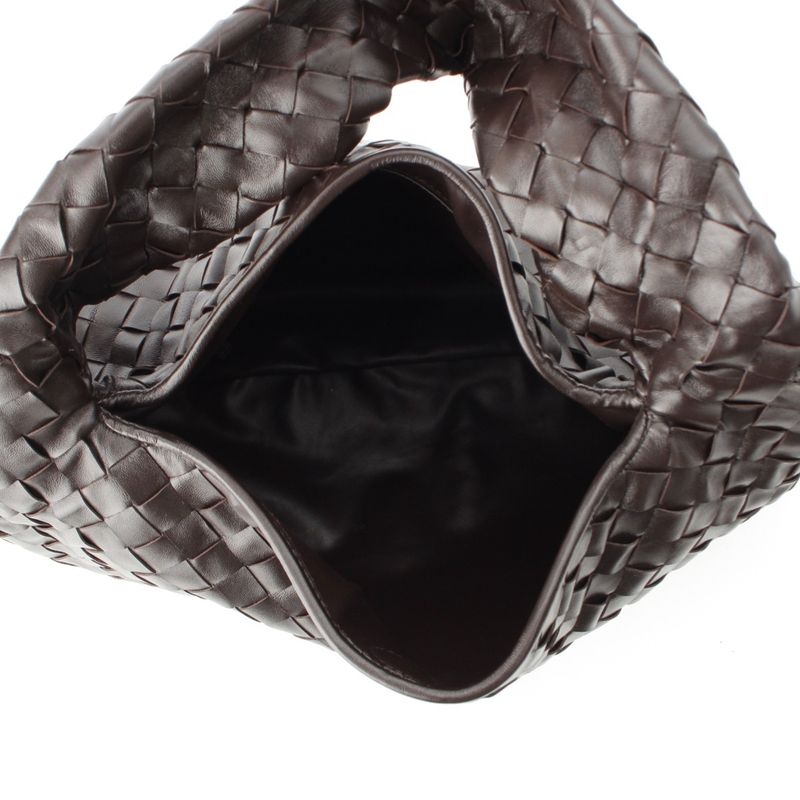 Bottega Veneta Hop Small Leather Intrecciato One Shoulder Handbag Brown