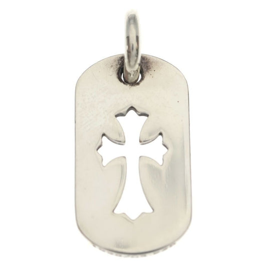 Chrome Hearts D Tag Sml CO Crs Cutout Cross Dog Tag Small Pendant Top Silver