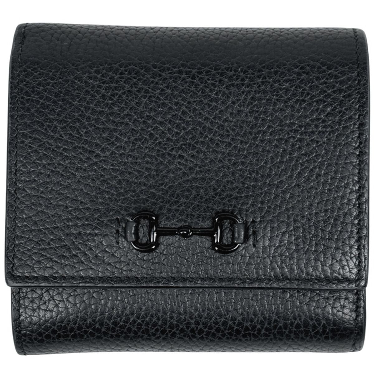 Gucci Horsebit Fold Wallet Billfold Coin Purse Bifold Leather Black