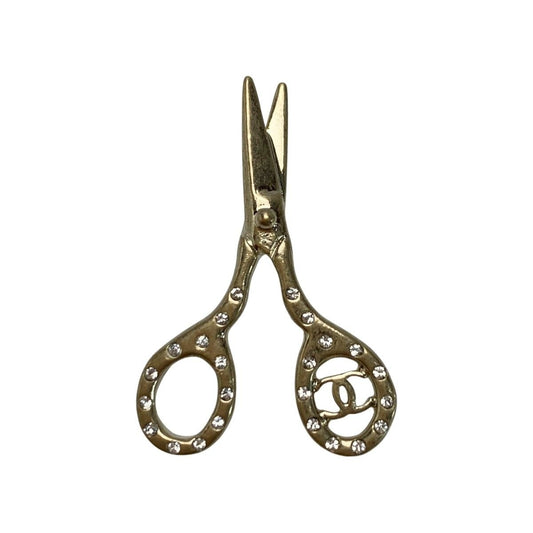 Chanel Scissors Brooch B21 V Gold Pin Type