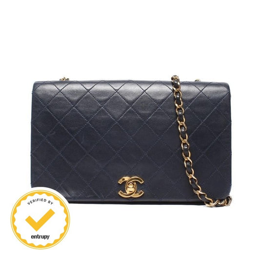 Chanel Chain Shoulder Bag Quilted Full Flap Gold Lambskin