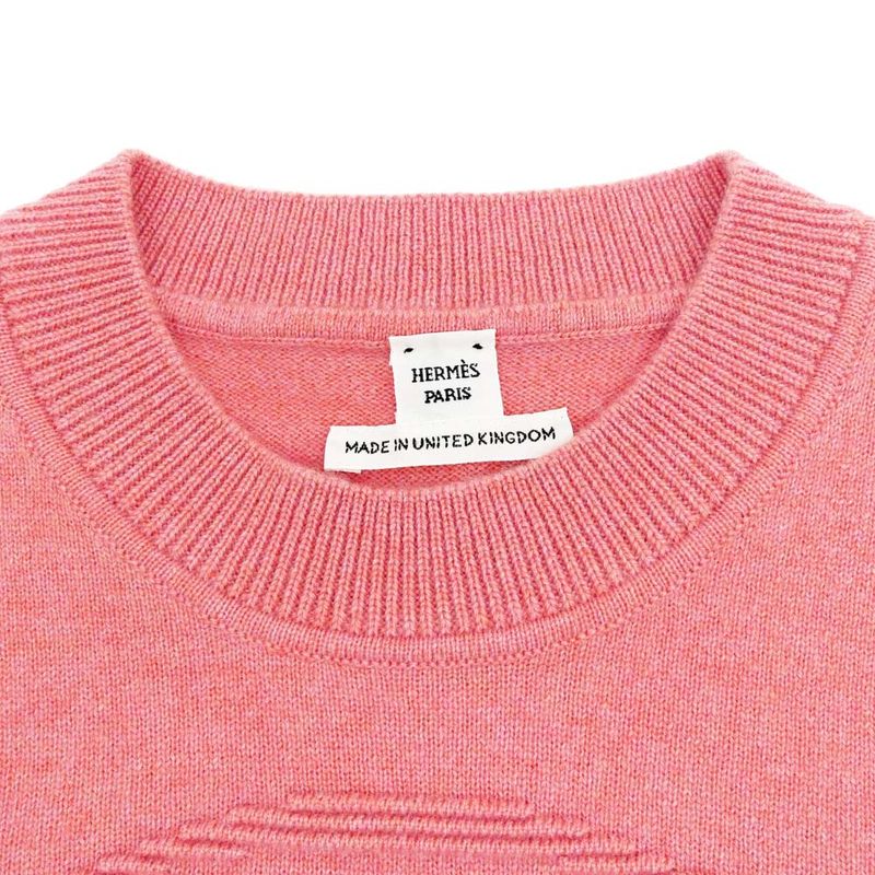 Hermes Long Sleeve Knit H Lift Pink 36 Size Cashmere Long Sleeve
