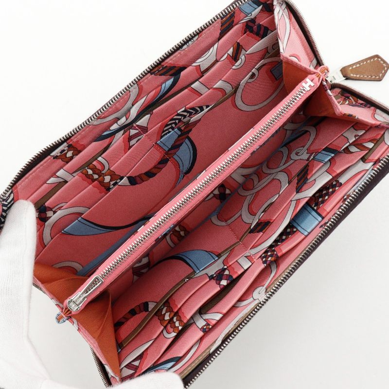 Hermes Azap Long Silk-in Vaux-epson Cassis Purple D Women Long Wallet