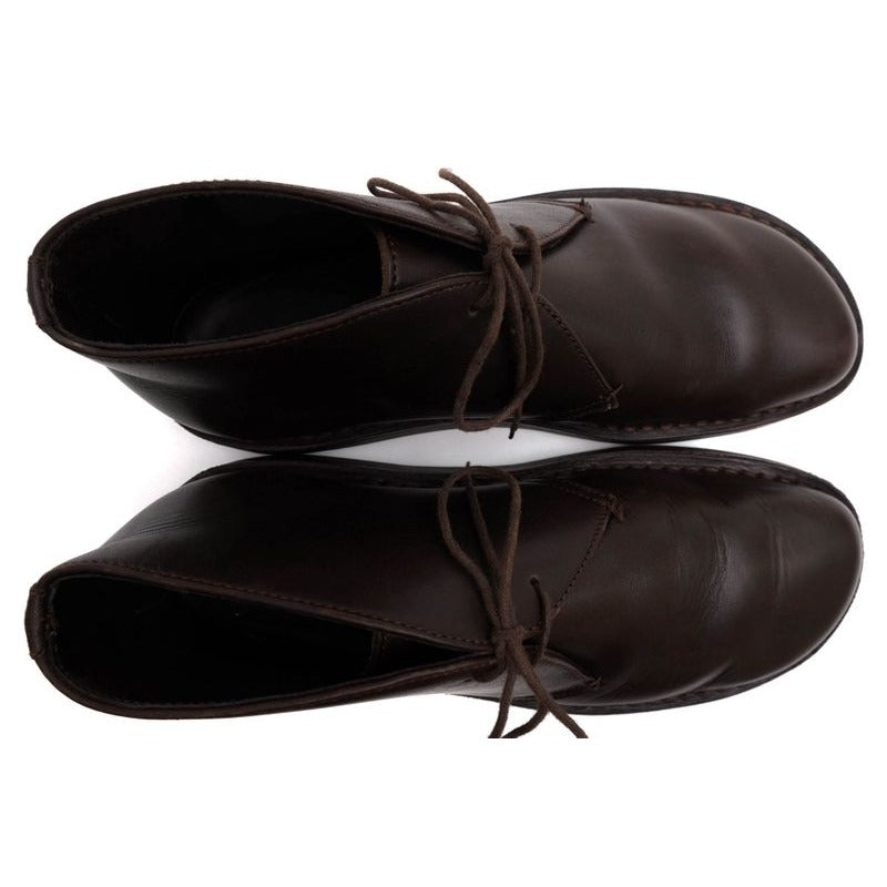 Prada Chukka Boots Shoes Men Leather Dark Brown Psu644 Flat Sole Plain — view 5
