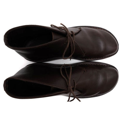 Prada Chukka Boots Shoes Men Leather Dark Brown Psu644 Flat Sole Plain — view 5
