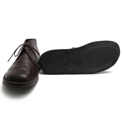 Prada Chukka Boots Shoes Men Leather Dark Brown Psu644 Flat Sole Plain — view 7