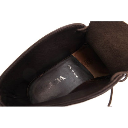Prada Chukka Boots Shoes Men Leather Dark Brown Psu644 Flat Sole Plain — view 8