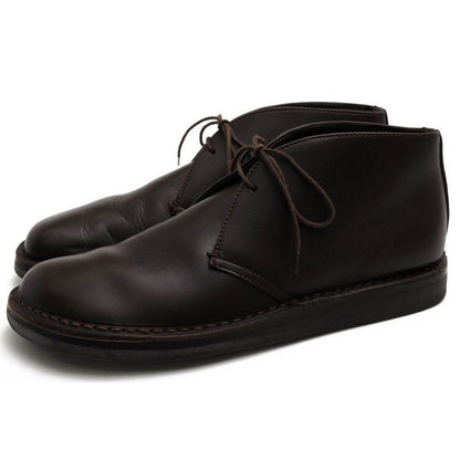 Prada Chukka Boots Shoes Men Leather Dark Brown Psu644 Flat Sole Plain