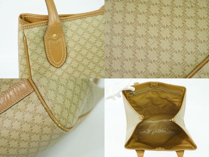 Authentic Celine Macadam Shoulder Bag Tote Bag PVC Beige Macadam Bag Pre-owned