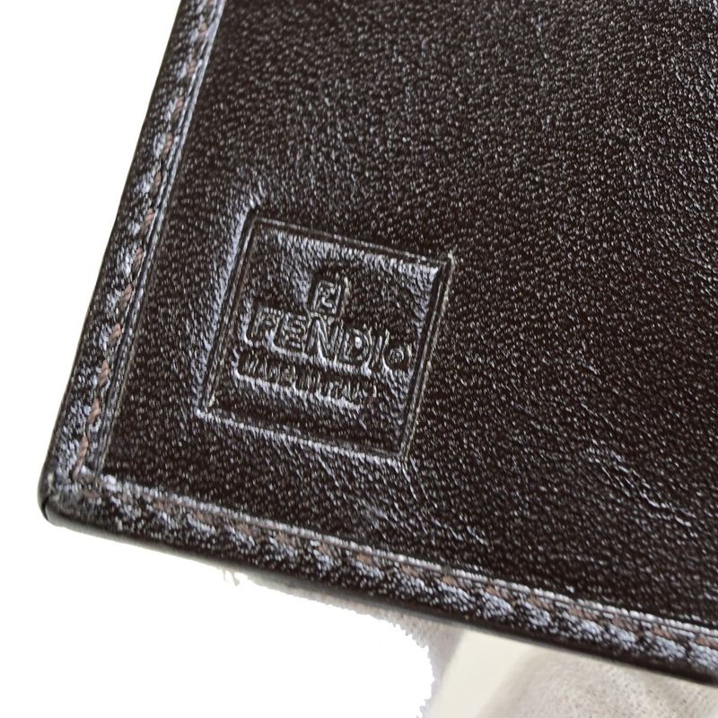 Fendi Bifold Wallet Zucca Pattern Clasp Leather 09bs116