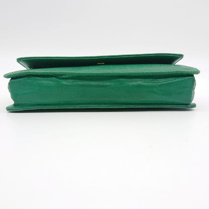 Vintage Chanel Pouch Caviar Skin Green Coco Mark With Sticker