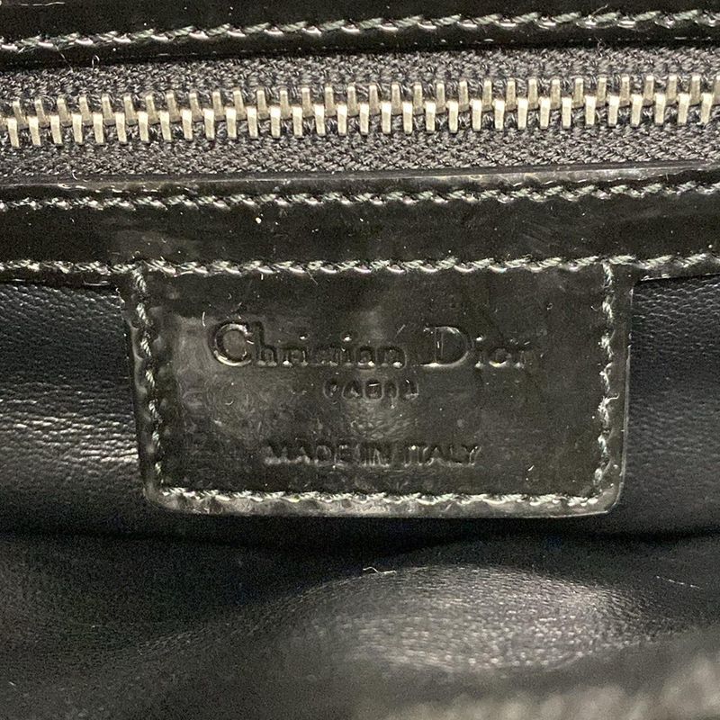 Dior/christian Dior Handbag Lady Dior Large Bag Gray And Black Wool Leather