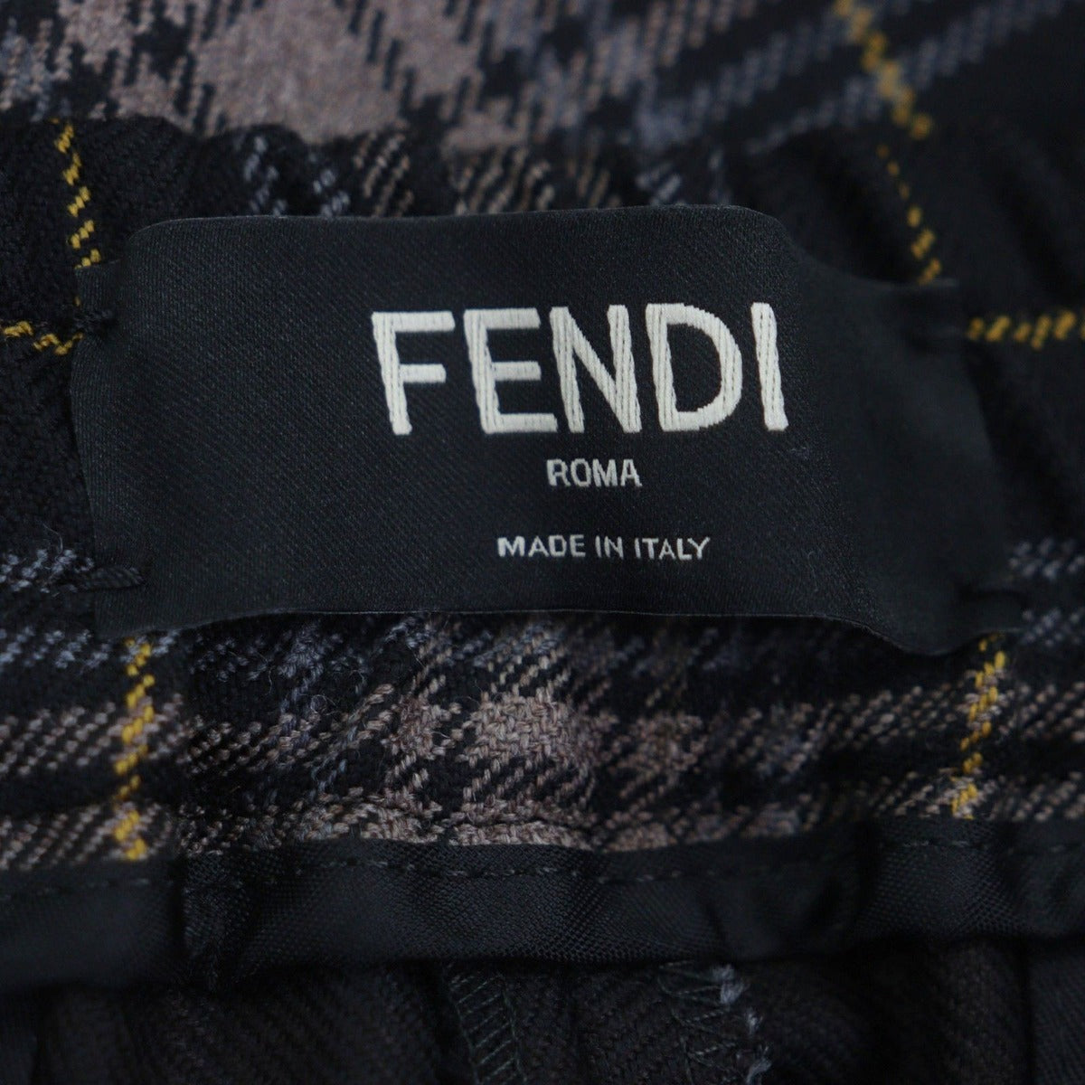 Fendi Made 100% Wool Tapered Checkered Slacks Pants Brown 48 — view 5