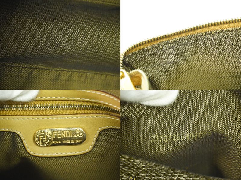 Authentic Fendi Leather Shoulder Bag Beige Bag Pre-owned [follow-up Discount