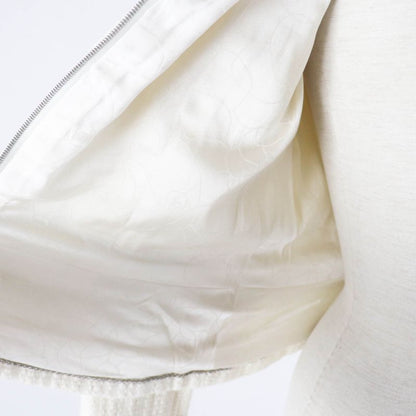 CHANEL 03P P21247 Cotton Linen Blend Coco Beaded Decoration Collarless Single