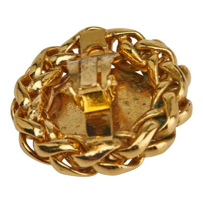 Chanel Coco Mark Round Barley Ear Of Rice Motif Gold Plated Ladies Chanel