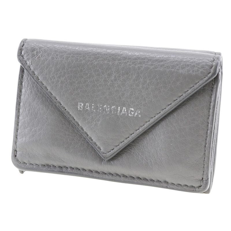 Balenciaga Paper Wallet Calf Unisex Trifold Wallet