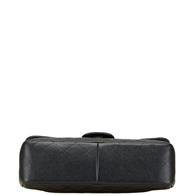 Chanel Coco Mark Matelasse 30 Double Flap Chain Shoulder Bag Black Caviar Skin