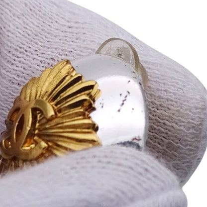 Chanel Earrings Ladies Brand Coco Mark Metal GP Silver Gold Round Vintage