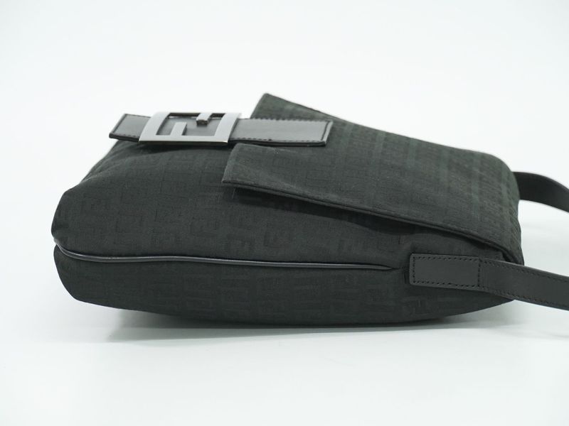 Authentic Fendi Zucchino Shoulder Bag Pochette Canvas Black 8bt127 Zucchino Bag