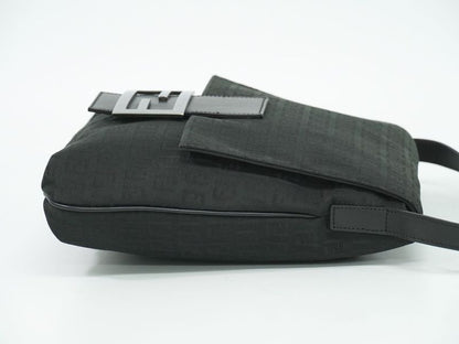 Authentic Fendi Zucchino Shoulder Bag Pochette Canvas Black 8bt127 Zucchino Bag