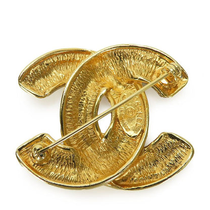 Chanel Brooch Matelasse Stitching Coco Mark Metal Gold Plated Accessory Small