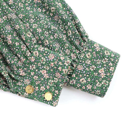 Celine 21aw Flower Print Silk Ruffle Blouse Shirt 2b501818n Green 34