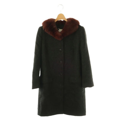 Dolce & Gabbana D&G Alpaca Coat Outer Long Fur 44 Charcoal Brown DO