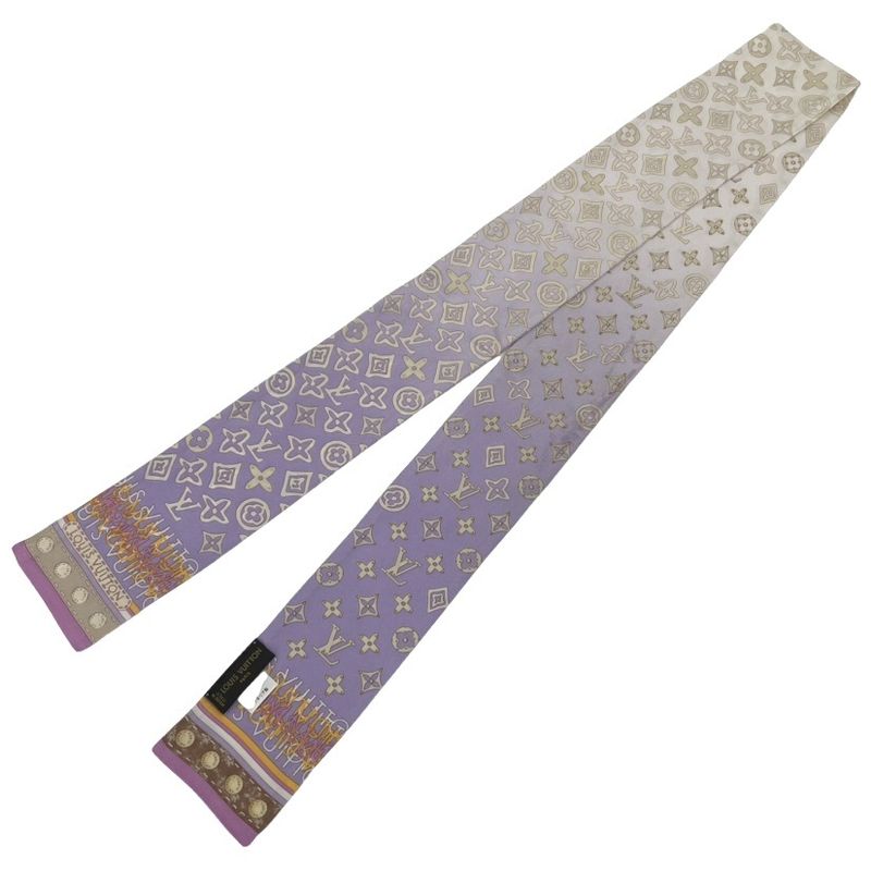 Louis Vuitton Bandeau Monogram Scarf Silk Purple White Gradient