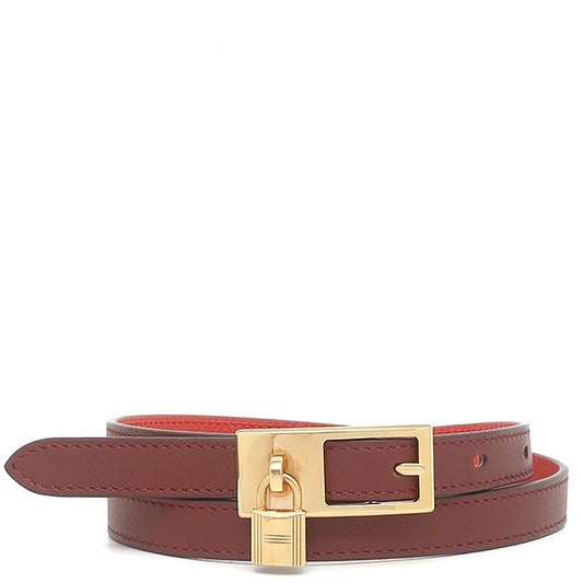 Hermes Belt Lucky 15 Veau Swift Rouge Ash Capucines 70 Gold Red Reversible